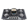 5-Burner Gas Stove LPG NG Dual Fuel Hob Stainless Steel