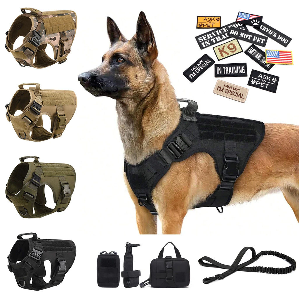 PetTravel Military Dog Harness Vest Set For Malinois Training