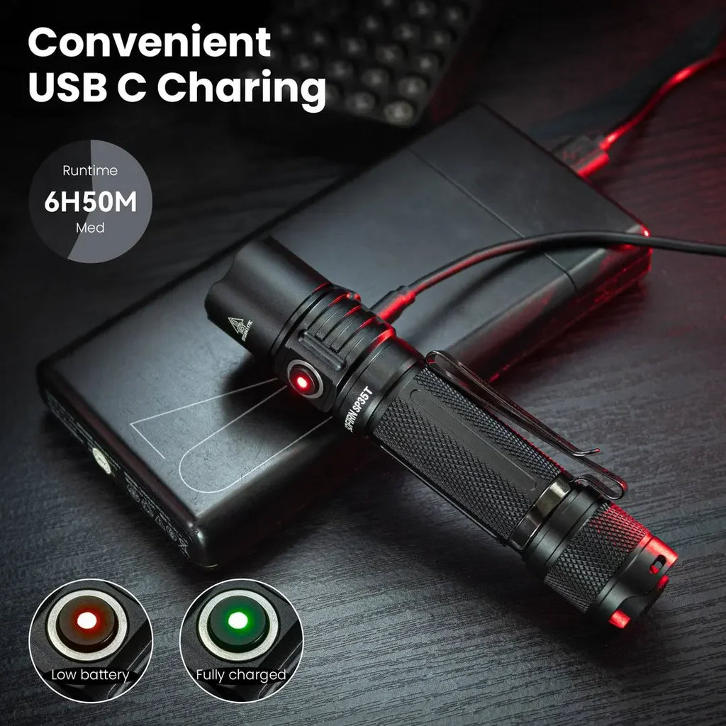 Sofirn SP35T 3800lm Tactical Flashlight USB C Rechargeable